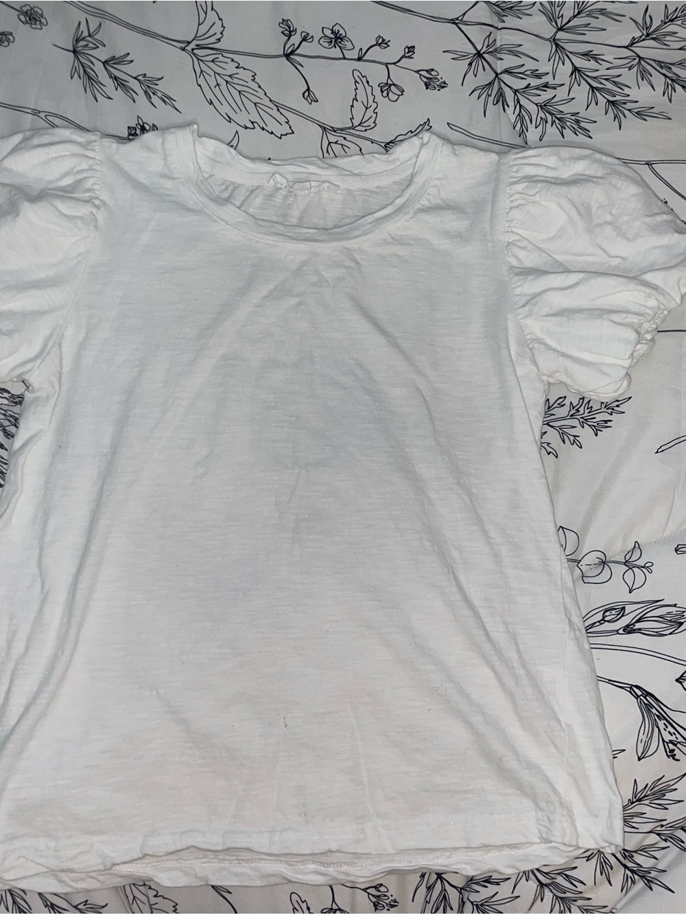Women's White Puff Sleeve Tee - Classic Casual Top